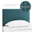 Pemberly Row Velvet Upholstered Twin Headboard with Channel Tufting in Teal