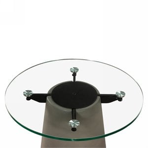 Pemberly Row Grey Round Coffee Table with Glass and Concrete Base
