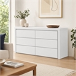 Pemberly Row Modern 6-Drawer MDF Dresser in White High-Gloss Finish
