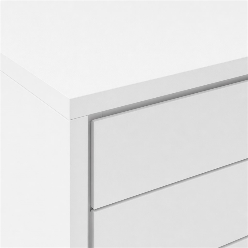 Pemberly Row Modern 6-Drawer MDF Dresser in White High-Gloss Finish