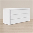 Pemberly Row Modern 6-Drawer MDF Dresser in White High-Gloss Finish