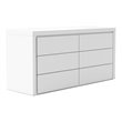 Pemberly Row Modern 6-Drawer MDF Dresser in White High-Gloss Finish