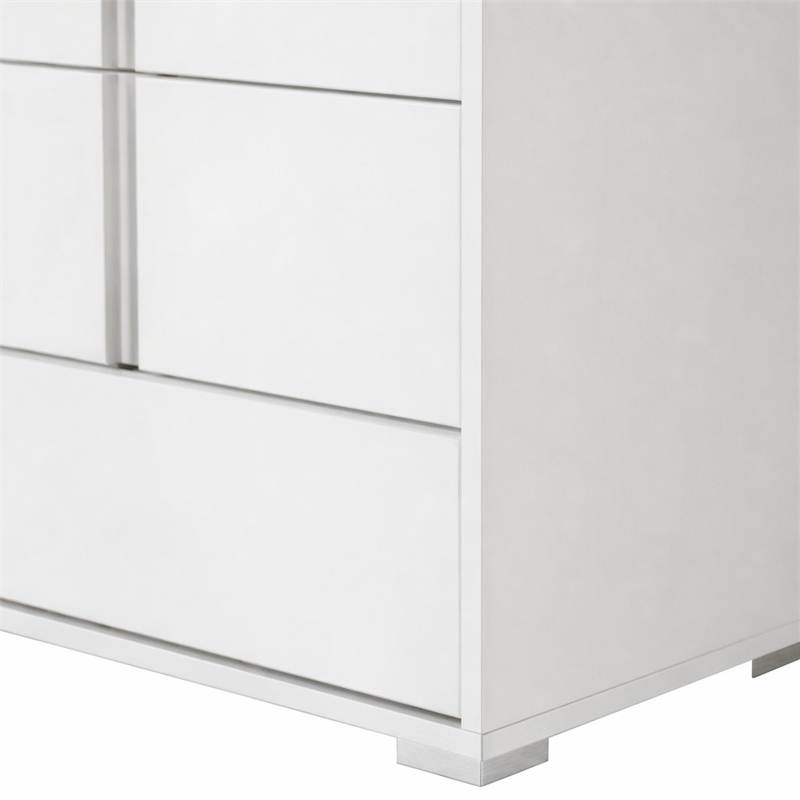 Pemberly Row Nicla 5-Drawer Modern Soft-Closing Chest in White MDF Wood