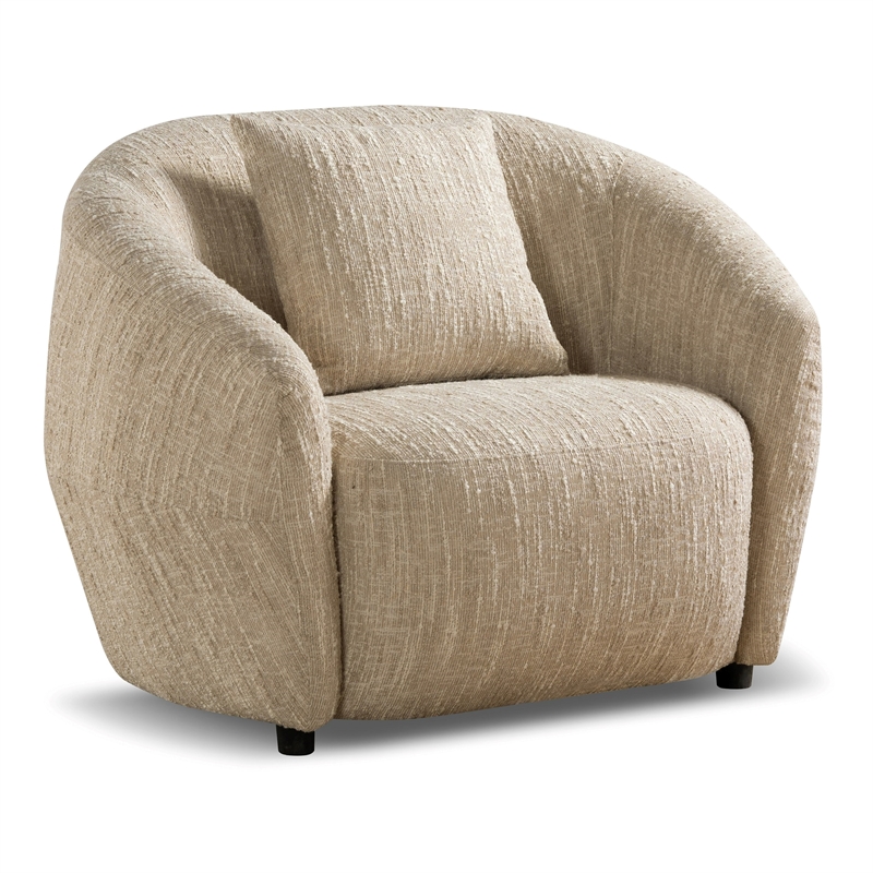 Pemberly Row Modern Beige Fabric Accent Chair with Curved Arms
