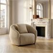 Pemberly Row Modern Beige Fabric Accent Chair with Curved Arms