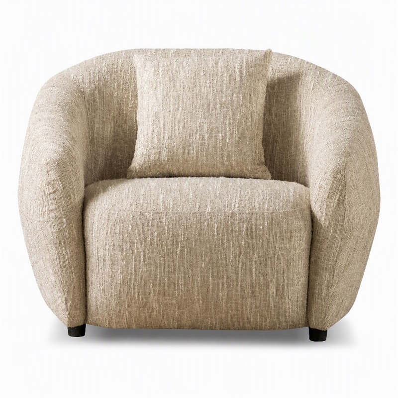 Pemberly Row Modern Beige Fabric Accent Chair with Curved Arms