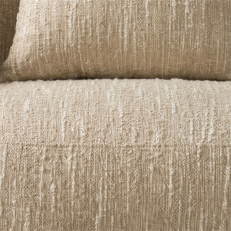 Pemberly Row Modern Beige Fabric Accent Chair with Curved Arms