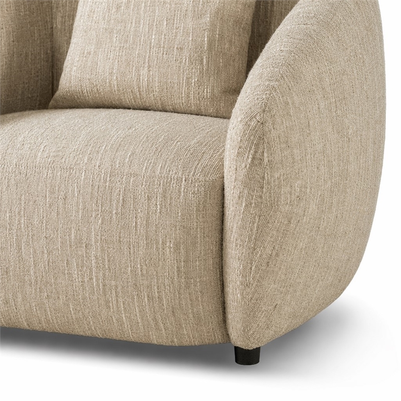 Pemberly Row Modern Beige Fabric Accent Chair with Curved Arms