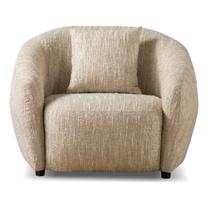 Pemberly Row Modern Beige Fabric Accent Chair with Curved Arms