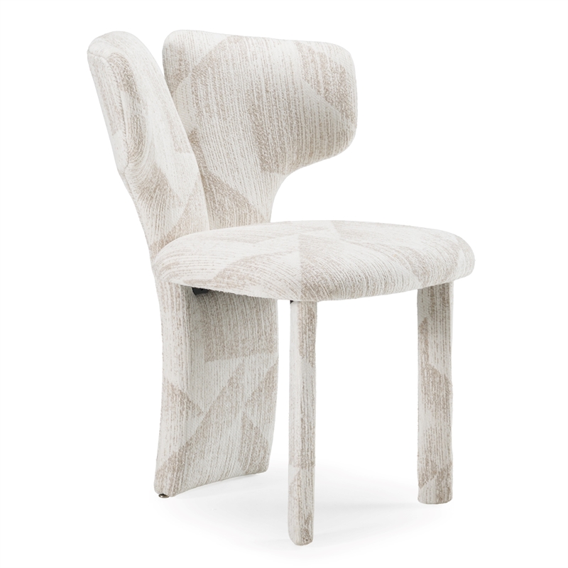 Pemberly Row Beige Fabric Dining Chair Set with Solid Ash Legs