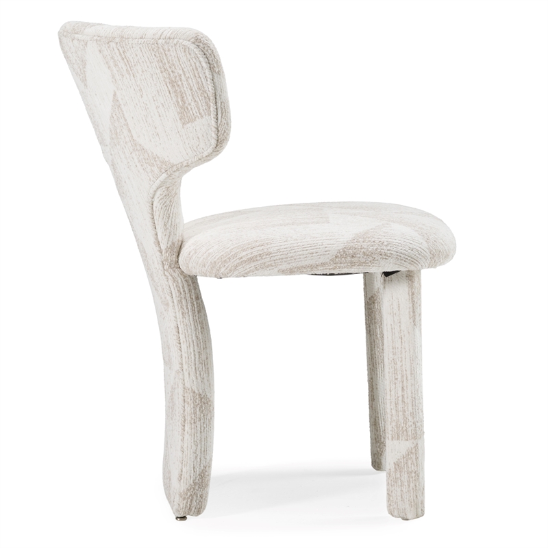 Pemberly Row Beige Fabric Dining Chair Set with Solid Ash Legs