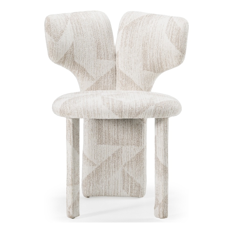 Pemberly Row Beige Fabric Dining Chair Set with Solid Ash Legs