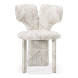Pemberly Row Beige Fabric Dining Chair Set with Solid Ash Legs