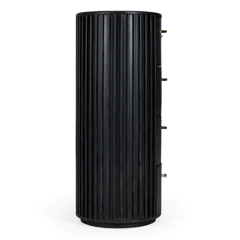 Pemberly Row Modern Black Acacia Chest with Gold Metal Handles