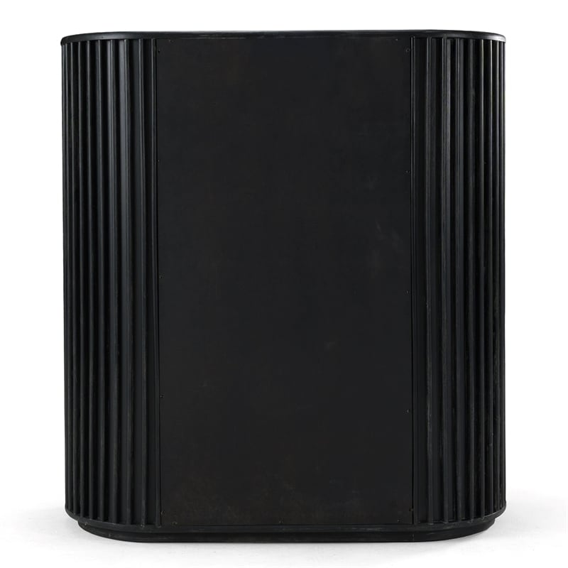 Pemberly Row Modern Black Acacia Chest with Gold Metal Handles
