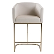 Pemberly Row Modern Counter Chair with Off White Fabric & Brass Base