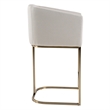 Pemberly Row Modern Counter Chair with Off White Fabric & Brass Base