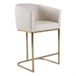 Pemberly Row Modern Counter Chair with Off White Fabric & Brass Base