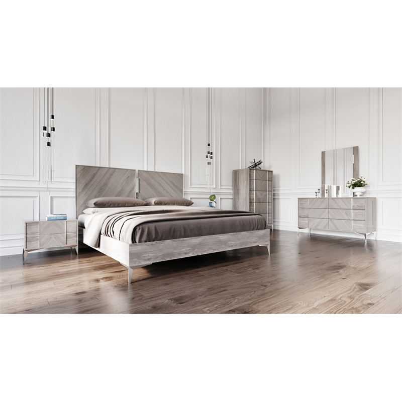 Pemberly Row Italian Modern Gray Dresser with 6 Soft-Closing Drawers