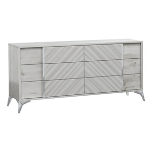 Pemberly Row Italian Modern Gray Dresser with 6 Soft-Closing Drawers