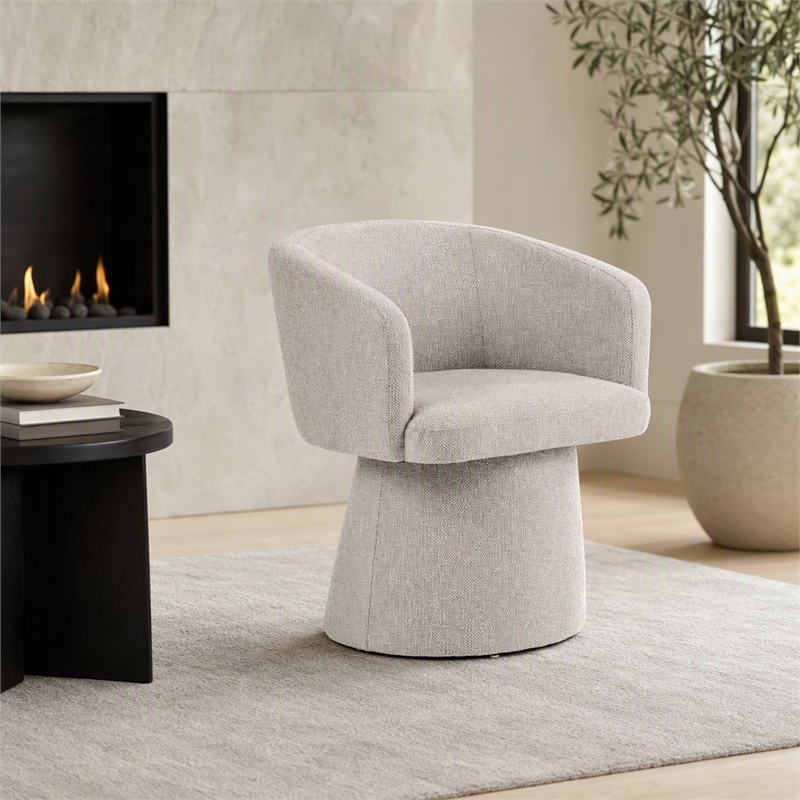 Pemberly Row Fully Upholstered Light Gray Dining Chair with Windsor Back