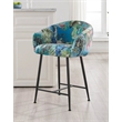 Pemberly Row Modern Blue Velvet Counter Stool with Metal Frame