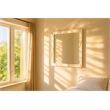 Pemberly Row Modern White Mirror with Champagne Gold Accents