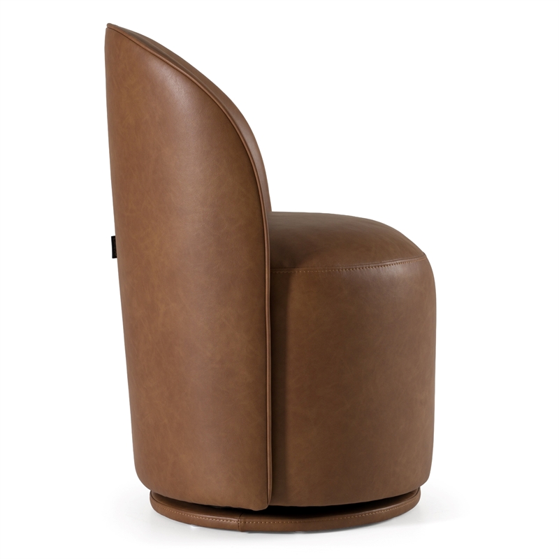 Pemberly Row Vegan Leather Swivel Dining Chair in Brown