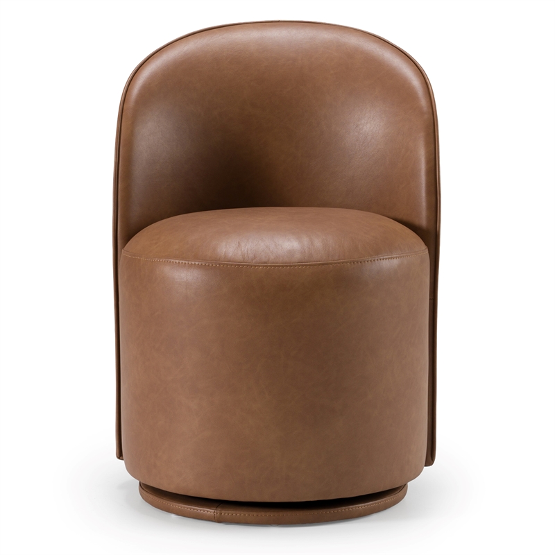 Pemberly Row Vegan Leather Swivel Dining Chair in Brown
