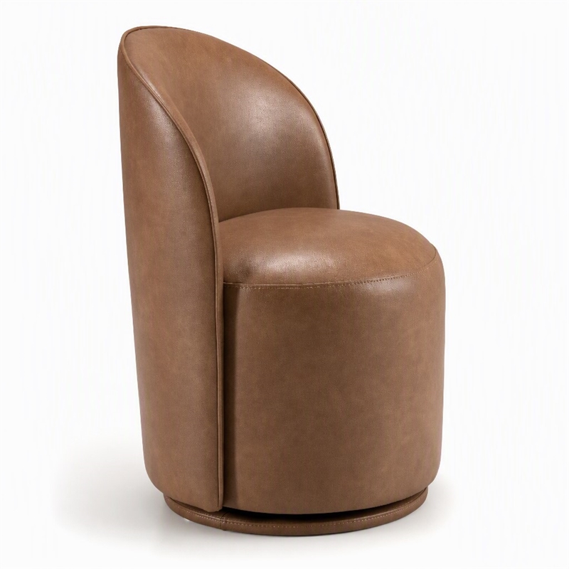 Pemberly Row Vegan Leather Swivel Dining Chair in Brown