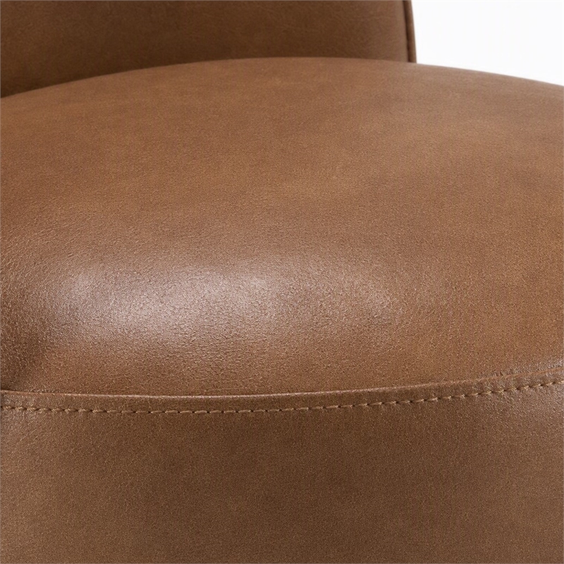 Pemberly Row Vegan Leather Swivel Dining Chair in Brown