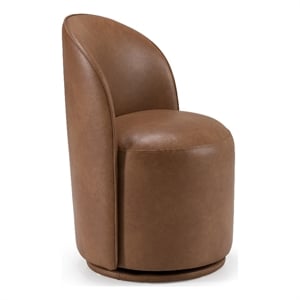 Pemberly Row Vegan Leather Swivel Dining Chair in Brown