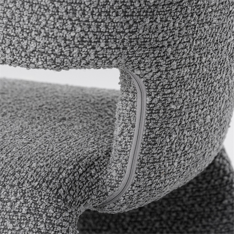 Pemberly Row Modern Light Gray Upholstered Dining Chair with Iron Frame