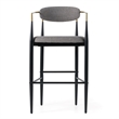 Pemberly Row Gray & Gold Upholstered Bar Chair with Curved Back