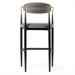 Pemberly Row Gray & Gold Upholstered Bar Chair with Curved Back