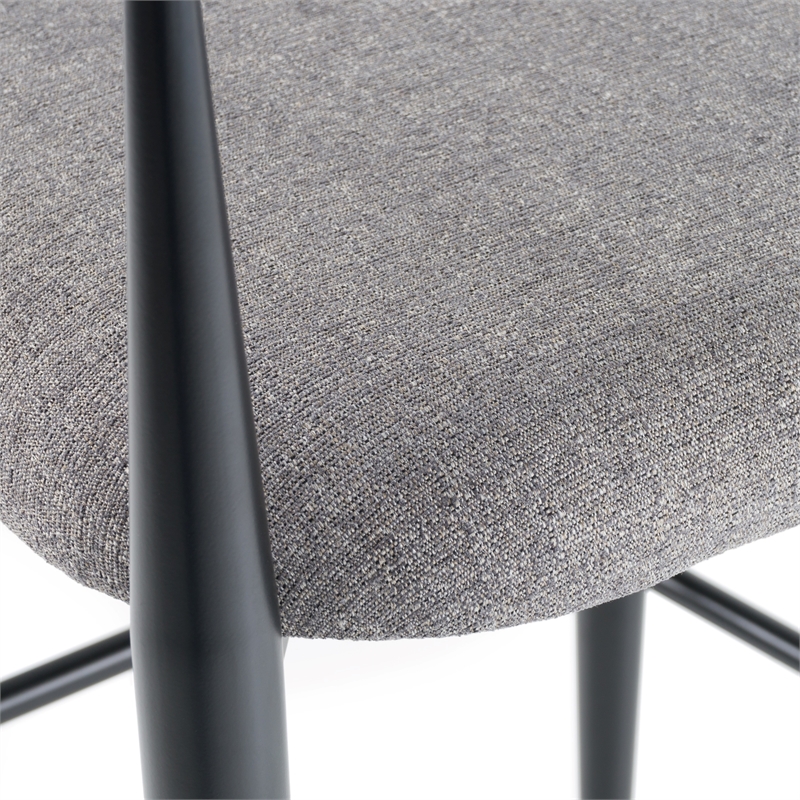 Pemberly Row Gray & Gold Upholstered Bar Chair with Curved Back