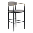 Pemberly Row Gray & Gold Upholstered Bar Chair with Curved Back