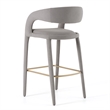 Pemberly Row Gray Leatherette Bar Chair with Cast Iron Legs