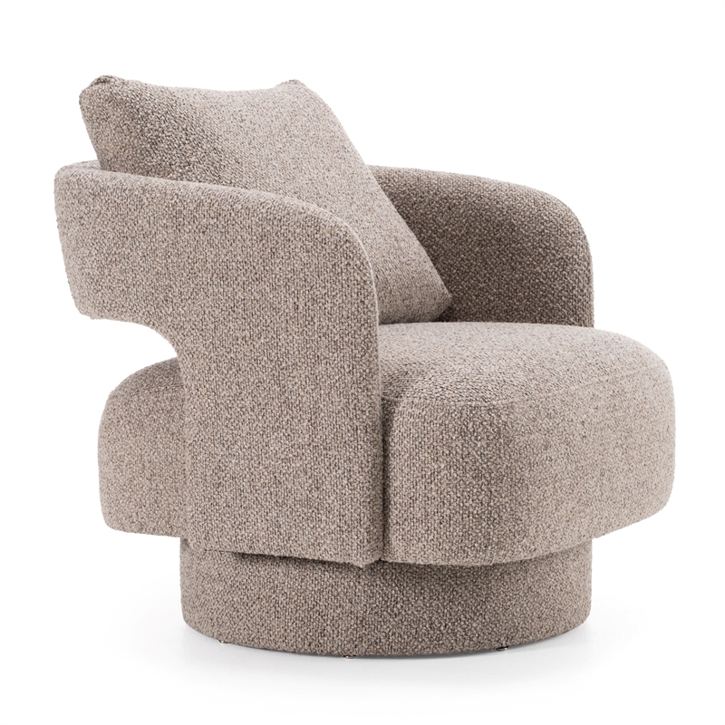 Pemberly Row Brown Polyester Upholstered Accent Chair with Square Arms