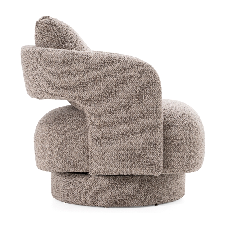 Pemberly Row Brown Polyester Upholstered Accent Chair with Square Arms