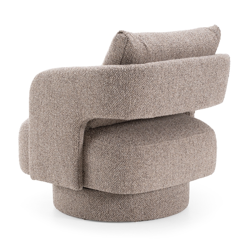 Pemberly Row Brown Polyester Upholstered Accent Chair with Square Arms