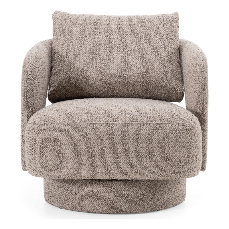 Pemberly Row Brown Polyester Upholstered Accent Chair with Square Arms