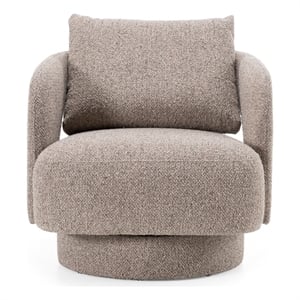 Pemberly Row Brown Polyester Upholstered Accent Chair with Square Arms