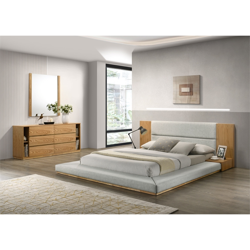 Pemberly Row Modern Oak Mirror with Rectangular Frame