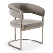 Pemberly Row Modern Gray Fabric Dining Chair with Stainless Steel Base