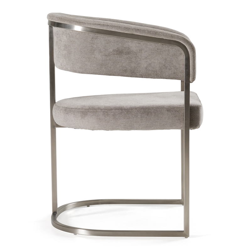 Pemberly Row Modern Gray Fabric Dining Chair with Stainless Steel Base