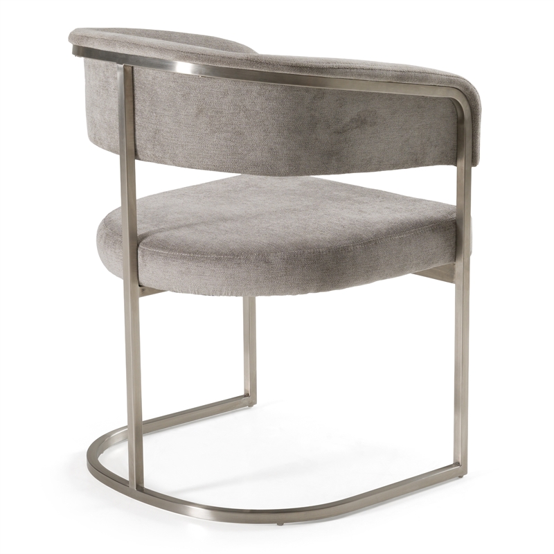 Pemberly Row Modern Gray Fabric Dining Chair with Stainless Steel Base