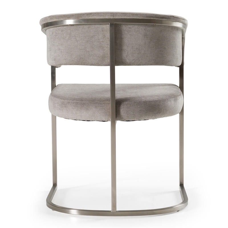 Pemberly Row Modern Gray Fabric Dining Chair with Stainless Steel Base
