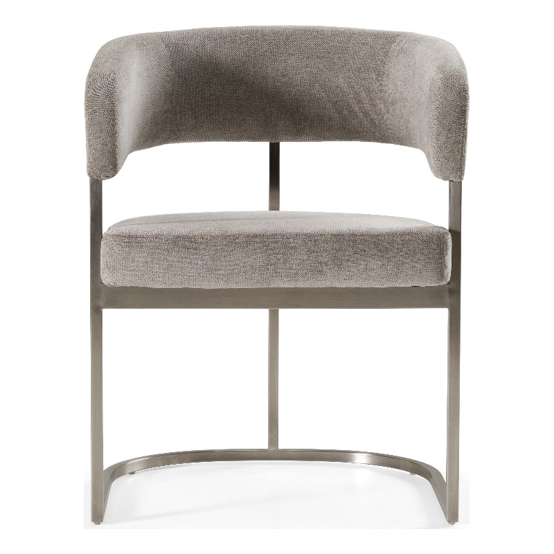 Pemberly Row Modern Gray Fabric Dining Chair with Stainless Steel Base
