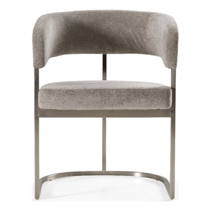 Pemberly Row Modern Gray Fabric Dining Chair with Stainless Steel Base